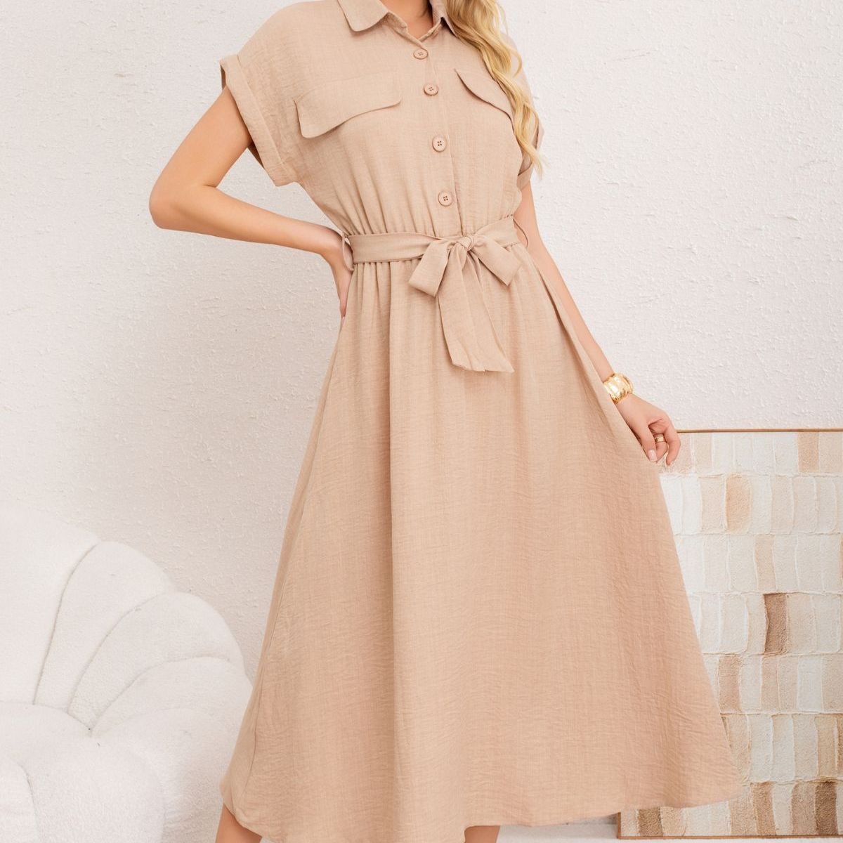 LOOK SHOP - Vestido Verano Largo Mujer. Tela Tipo Jeans Maxi Vestido 3373