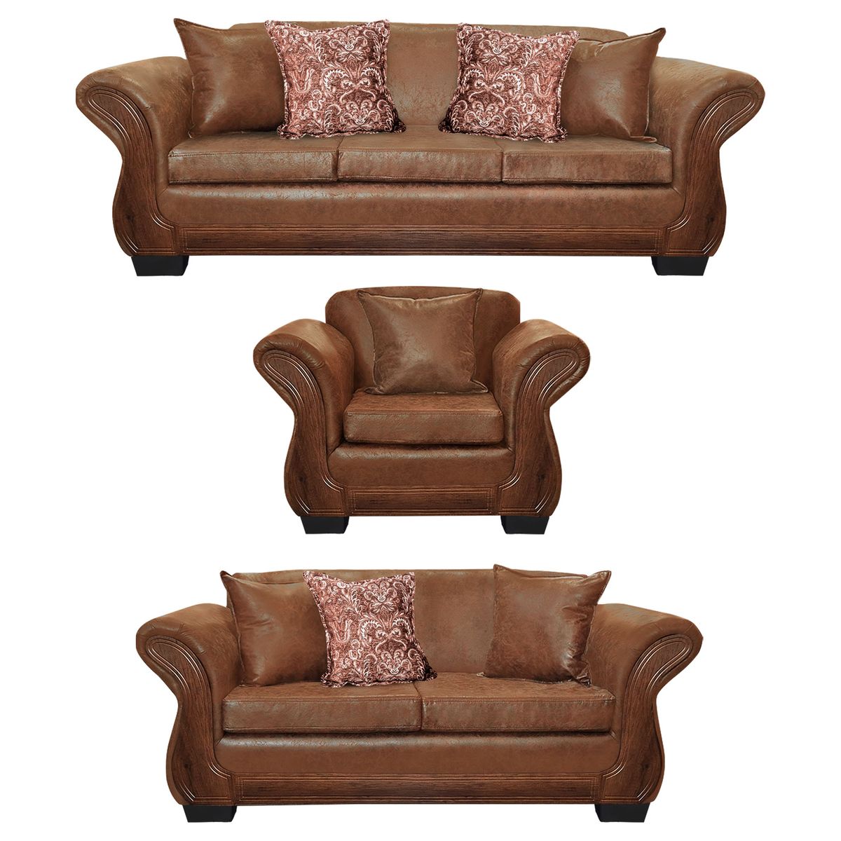 AMERICA DECORA - Living Con Resorte Estructural 8 Cuerpos 4+3+1 Finis Envejecido Terracota X.