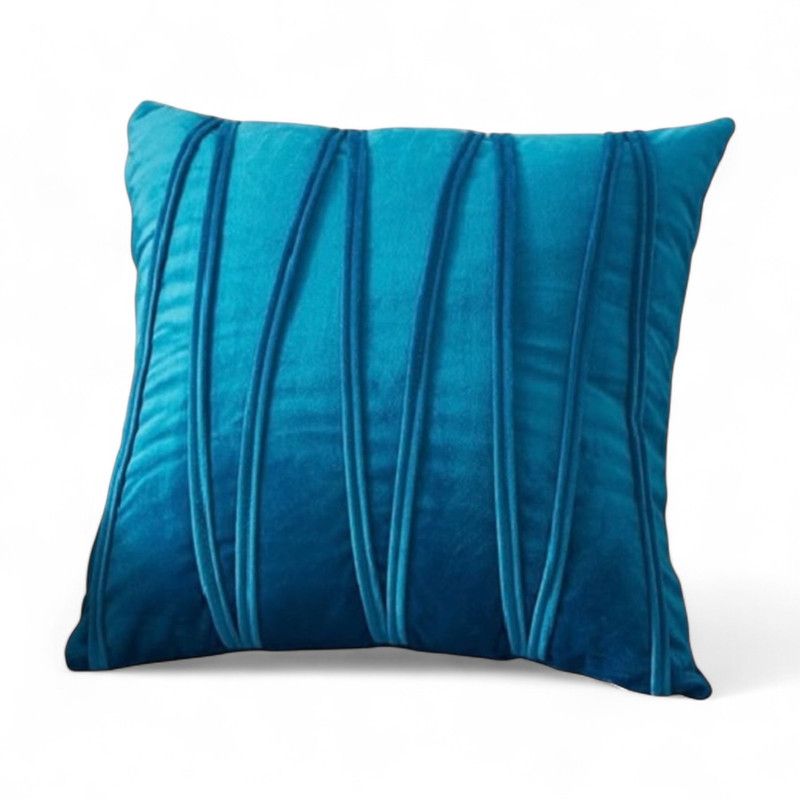GENERICO - Set 2 Cojines + Fundas De Terciopelo ZigZag Medida 45x45cm Turquesa
