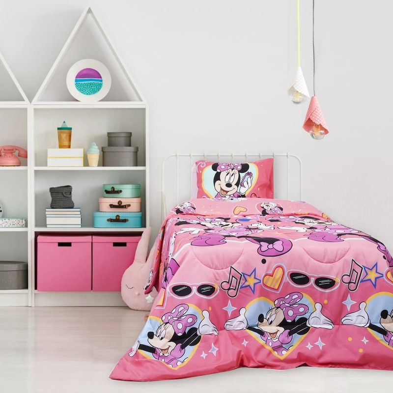 MASHINI - Cobertor Plumón Reversible 1.5 Plaza Minnie Mouse fucsia