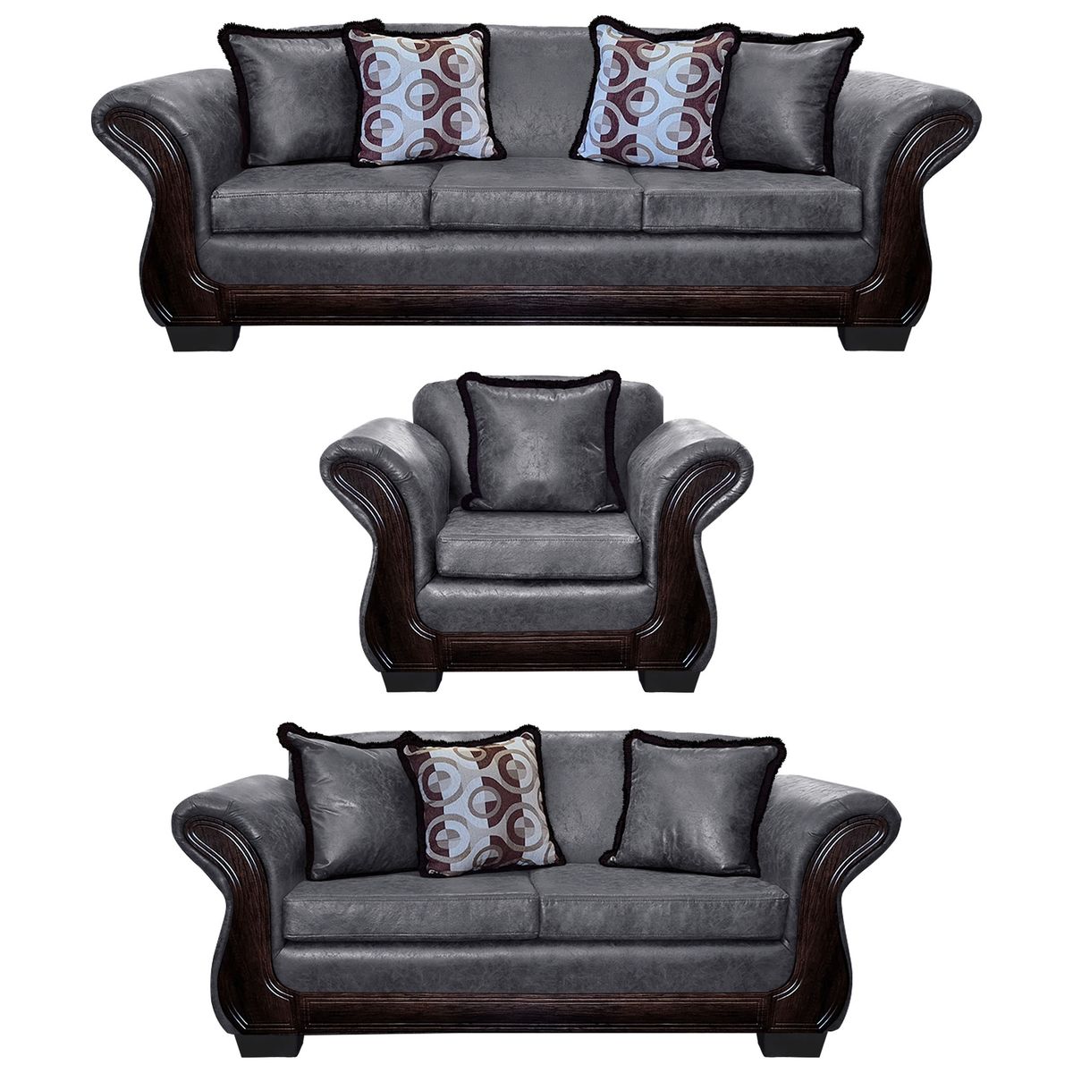 Living Con Resorte Estructural 8 Cuerpos 4+3+1 Finis Envejecido Gris, marca AMERICA DECORA - Foto Principal