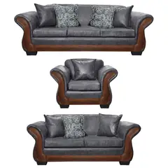 AMERICA DECORA - Living Con Resorte Estructural 8 Cuerpos 4+3+1 Finis Envejecido Gris X