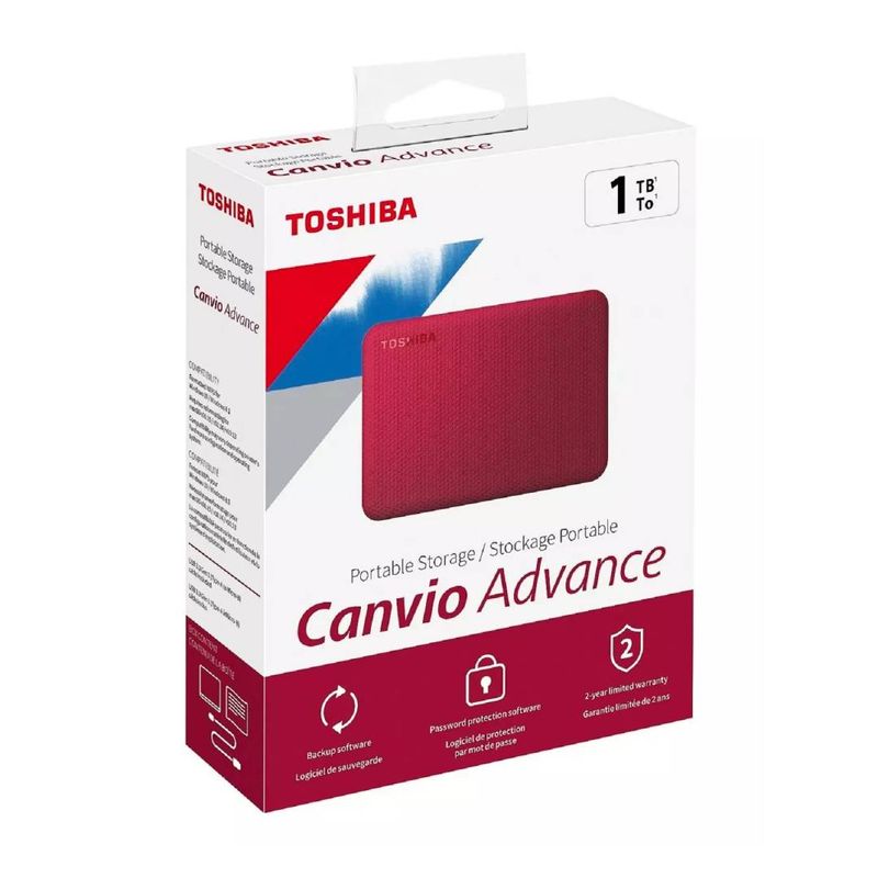 TOSHIBA - Disco Duro Externo Toshiba Canvio Advance 1 TB Rojo