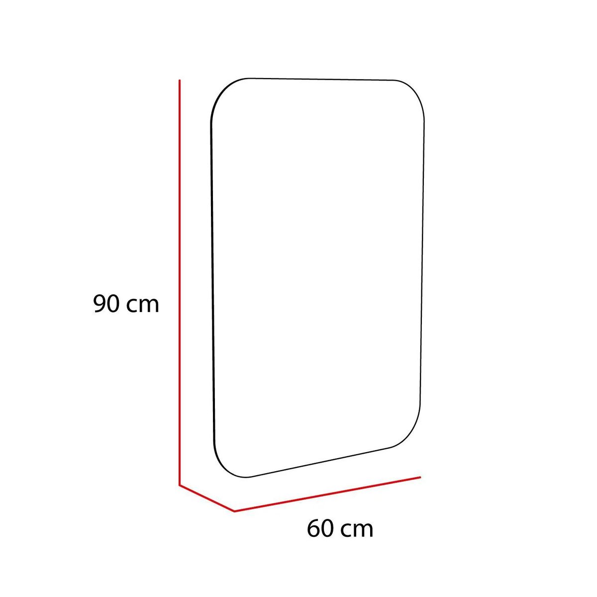 GENERICO - Espejo Rectangular con Esquinas Redondeadas 90X60cm