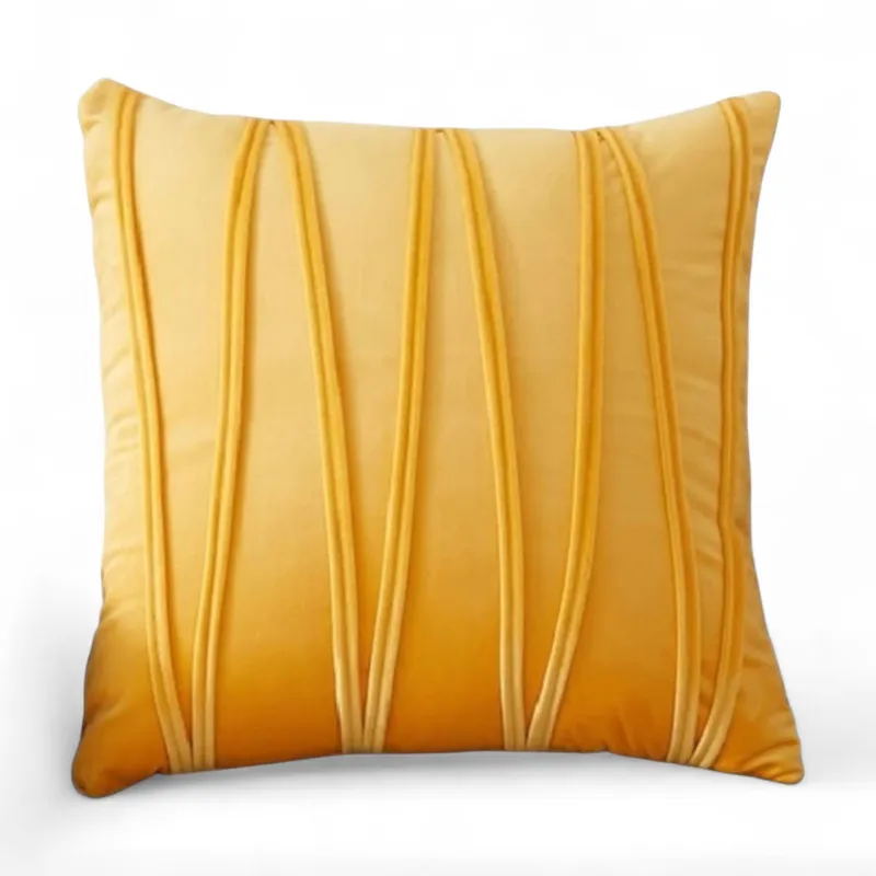 GENERICO - Set 2 Cojines + Fundas De Terciopelo ZigZag Medida 45x45cm Amarillo