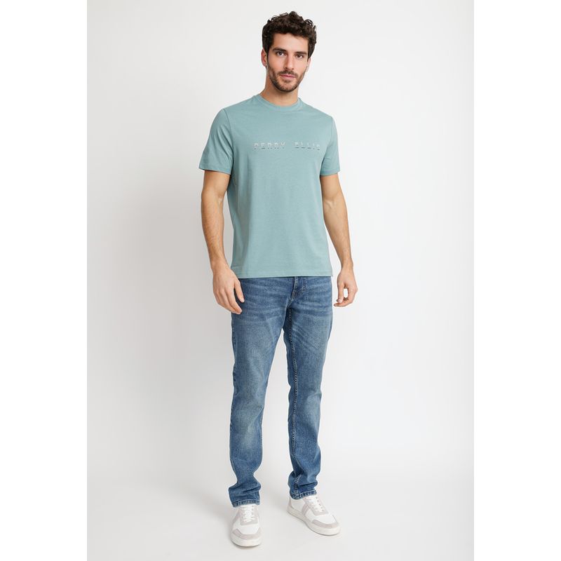 PERRY ELLIS Polera Hombre Manga Corta Verde