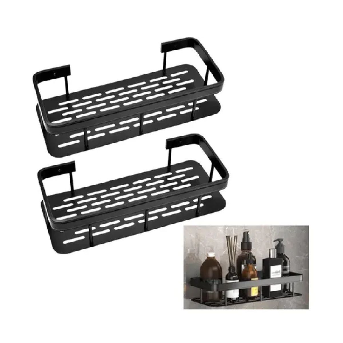 PASTELERIUSCL - X2 Organizador Ducha Negro Repisa Para Ducha 09h Accesorio Para Baño Organizador Baño Organizador