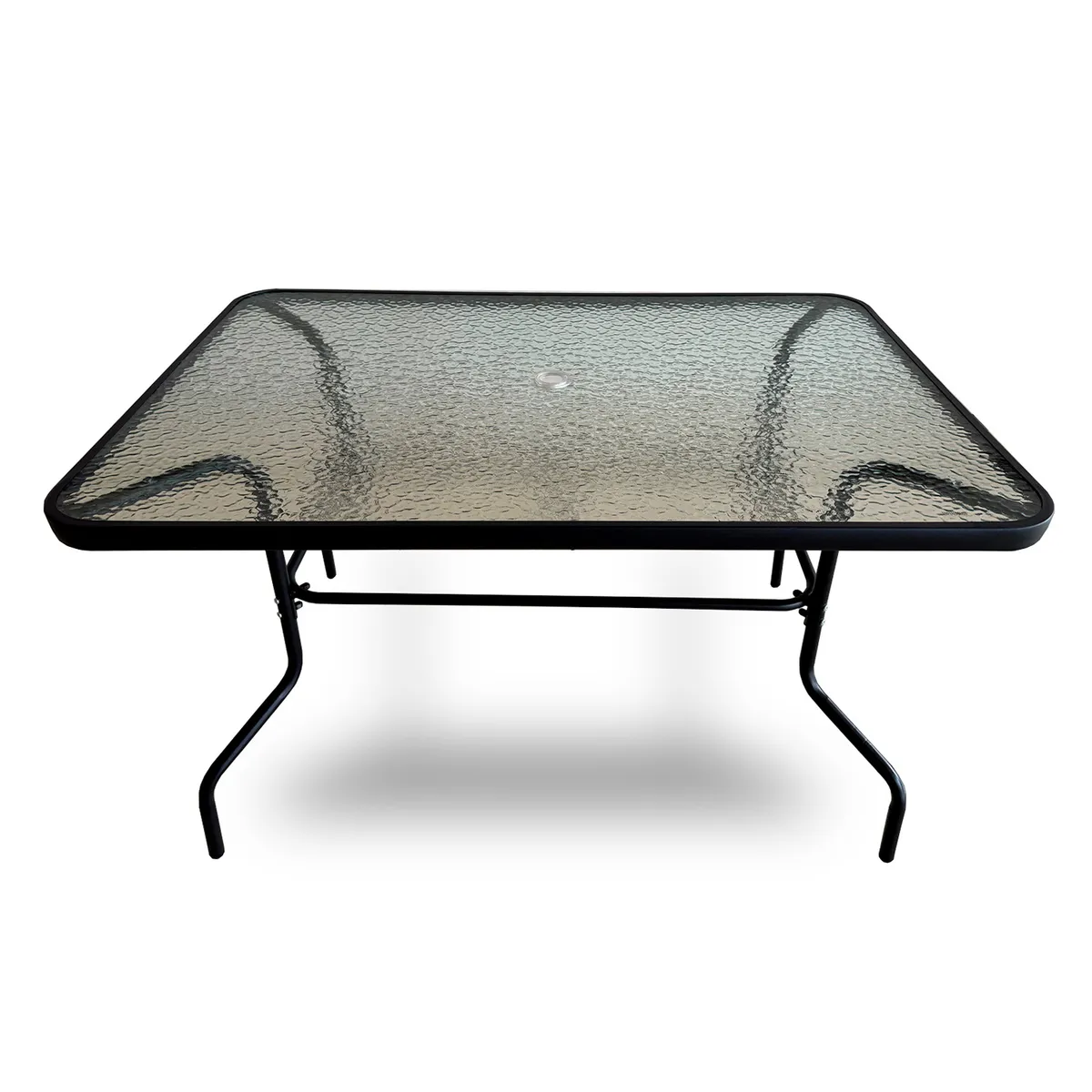 NOVAHUS - Mesa Terraza Vidrio y Acero 120x80x72cm Negra