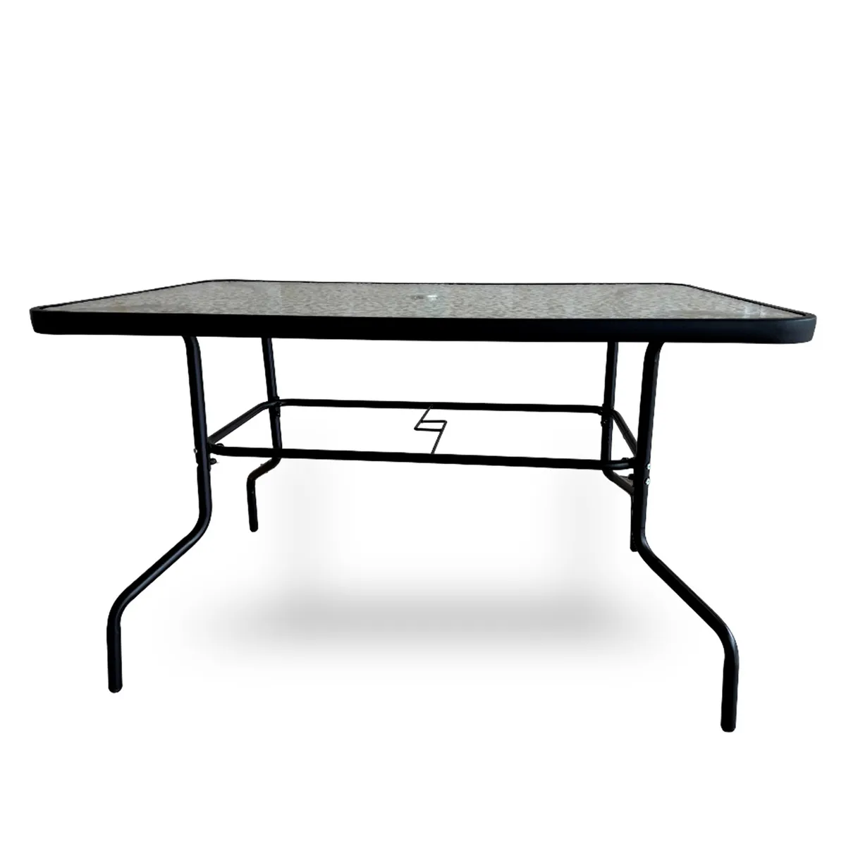 NOVAHUS - Mesa Terraza Vidrio y Acero 120x80x72cm Negra