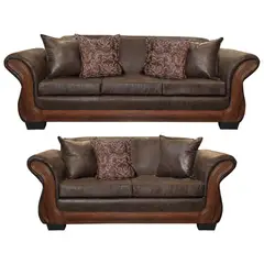 AMERICA DECORA - Living Con Resorte Estructural 7 Cuerpos 4+3 Finis Envejecido Café Oscuro X