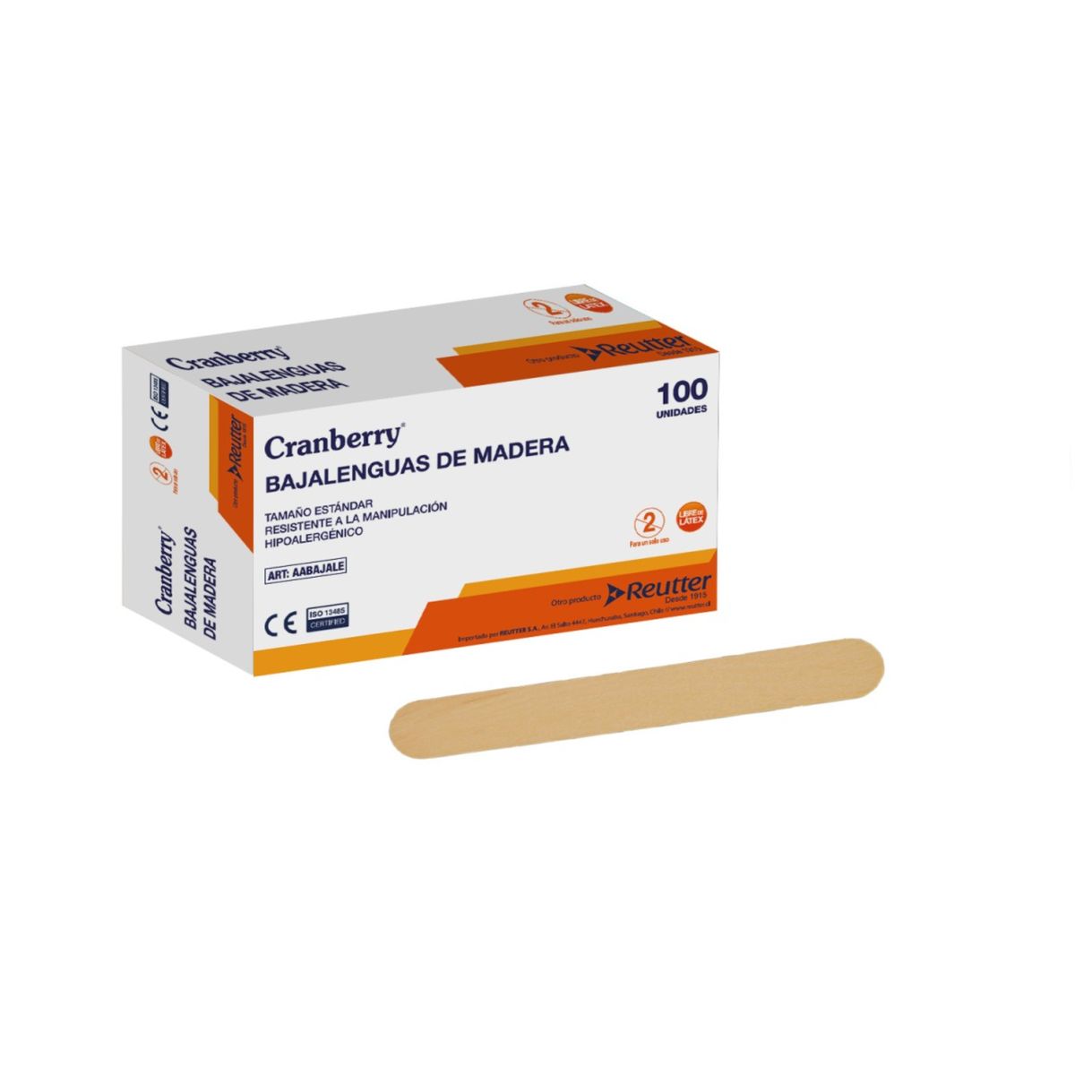 CRANBERRY - Bajalenguas de madera Cranberry caja 100 Unidades
