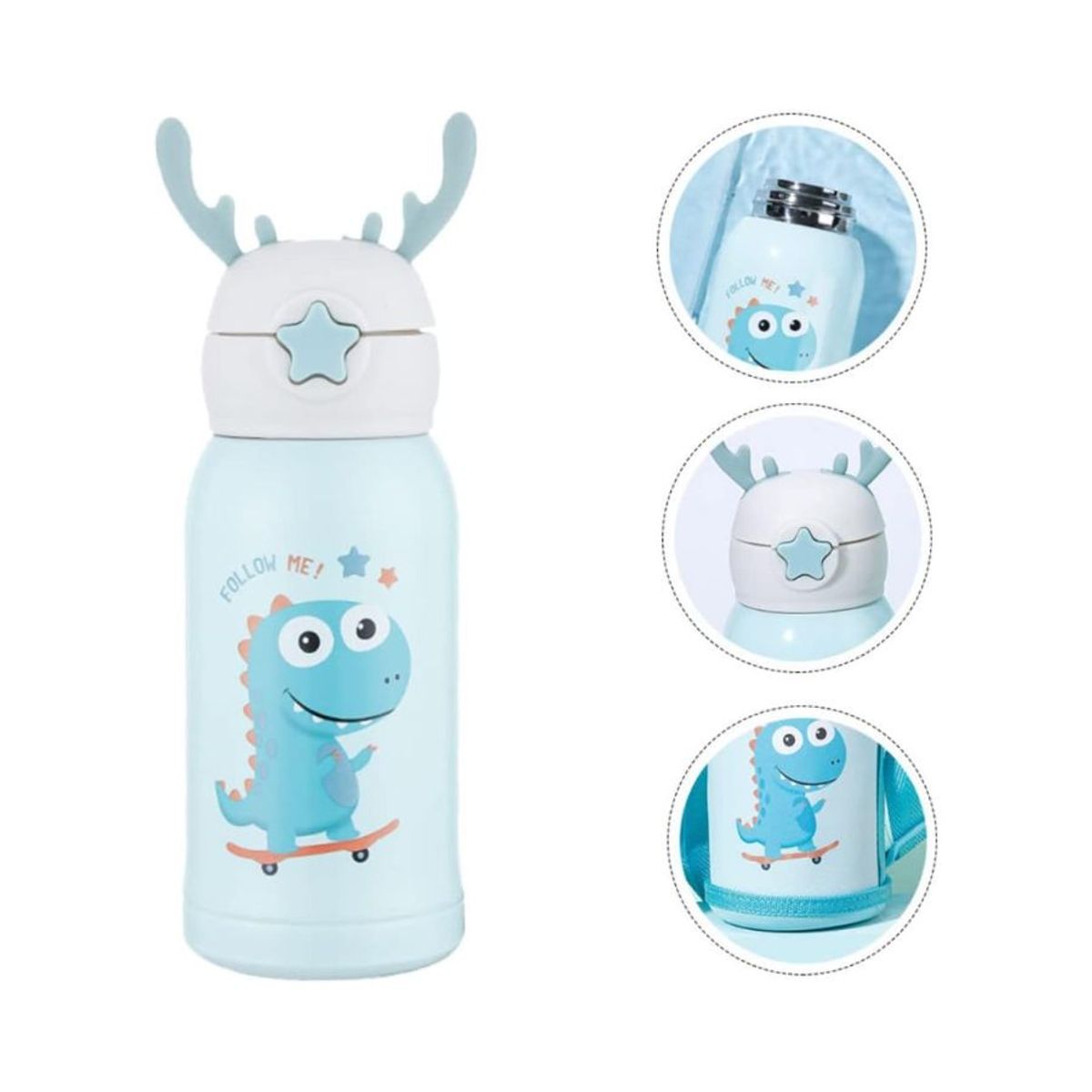 GENERICO - Botella De Agua Térmica Portatil 500ml Dinosaurio Azul Infantil