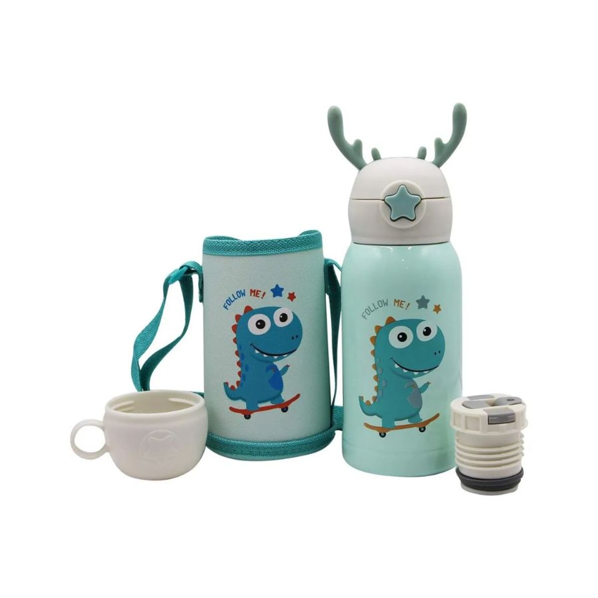 GENERICO - Botella De Agua Térmica Portatil 500ml Dinosaurio Azul Infantil