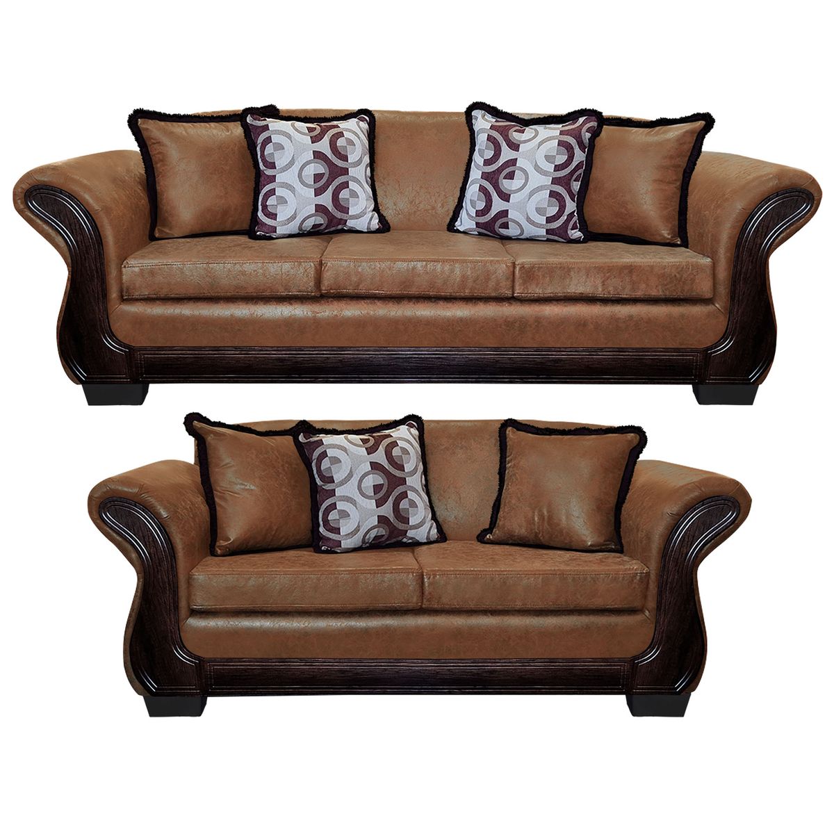 AMERICA DECORA - Living Con Resorte Estructural 7 Personas 4+3 Finis Envejecido Terracota