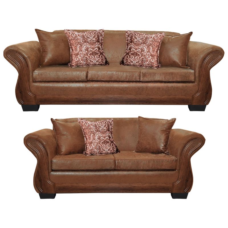 AMERICA DECORA - Living Con Resorte Estructural 7 Personas 4+3 Finis Envejecido Terracota X
