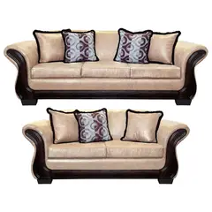 AMERICA DECORA - Living Con Resorte Estructural 7 Personas 4+3 Finis Envejecido Beige