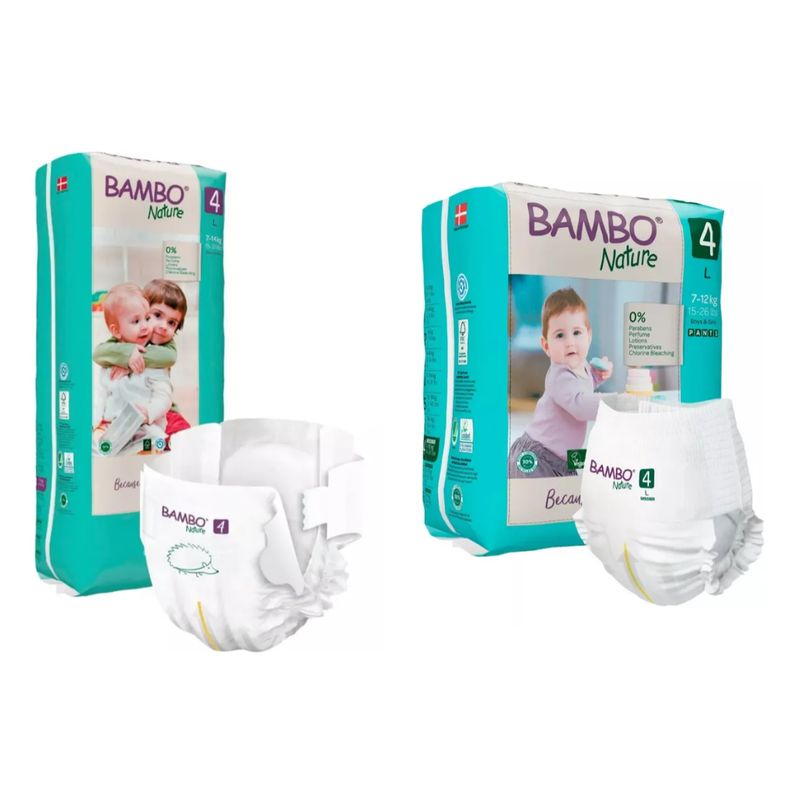 BAMBO NATURE - Pack X2 Pañales Bambo Nature Eco-friendly 4 L + Pants 7-14kg
