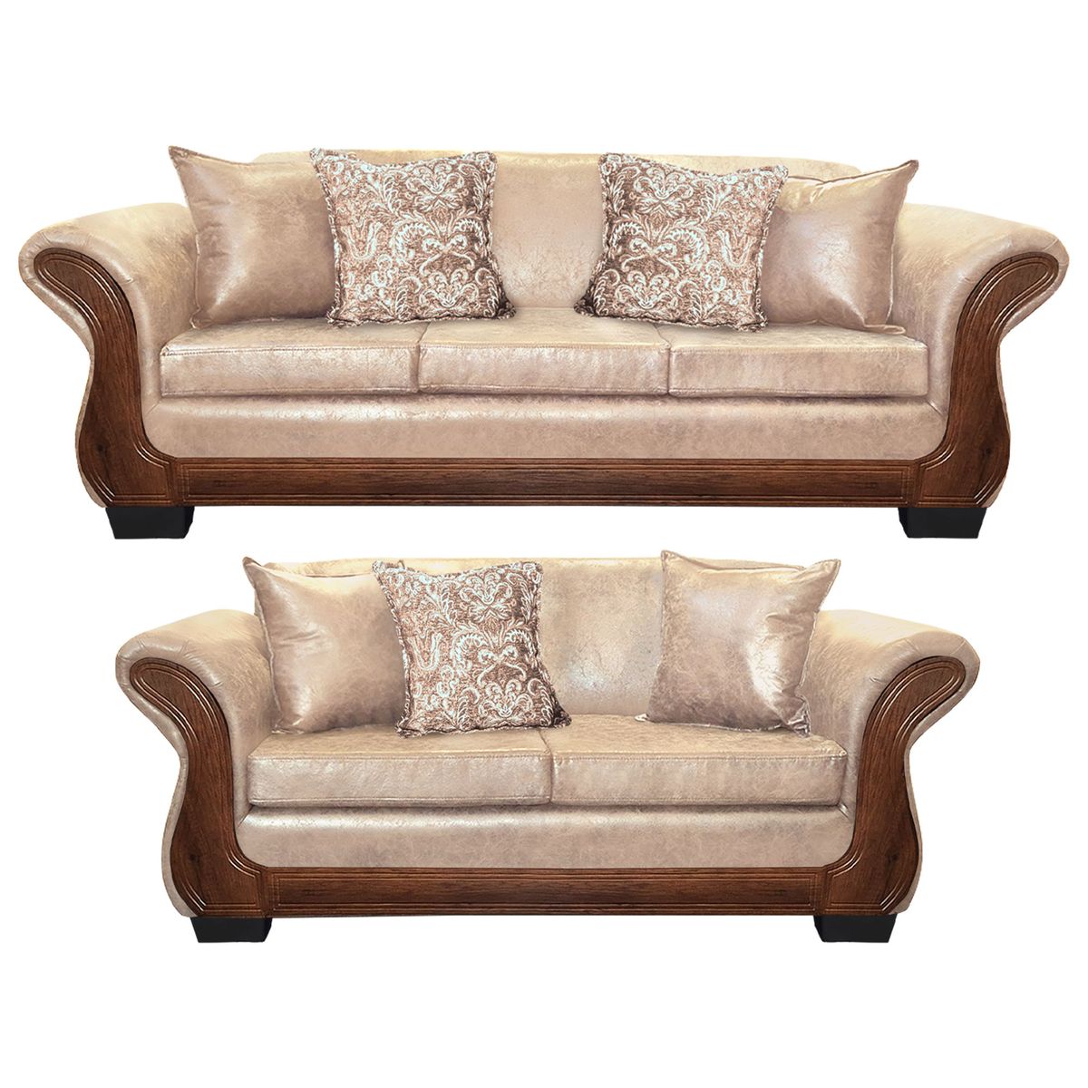 AMERICA DECORA - Living Con Resorte Estructural 7 Personas 4+3 Finis Envejecido Beige X