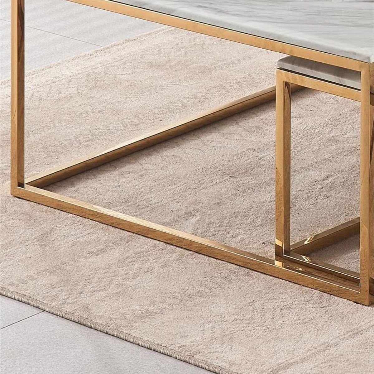 GENERICO - MESA DE CENTRO 2 PIEZAS MDF CUADRADA BLANCO DISEÑO MARMOL