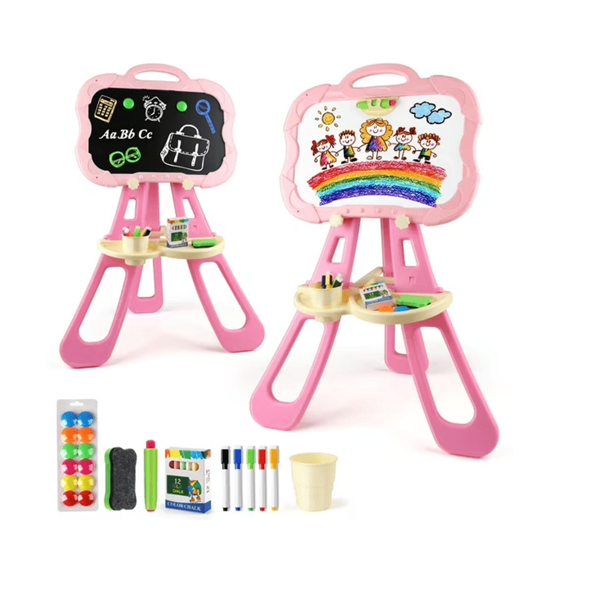 CARIBEE - Pizarra Con Atril 3 En 1 Magnetica Doble Para Niños Y Niñas