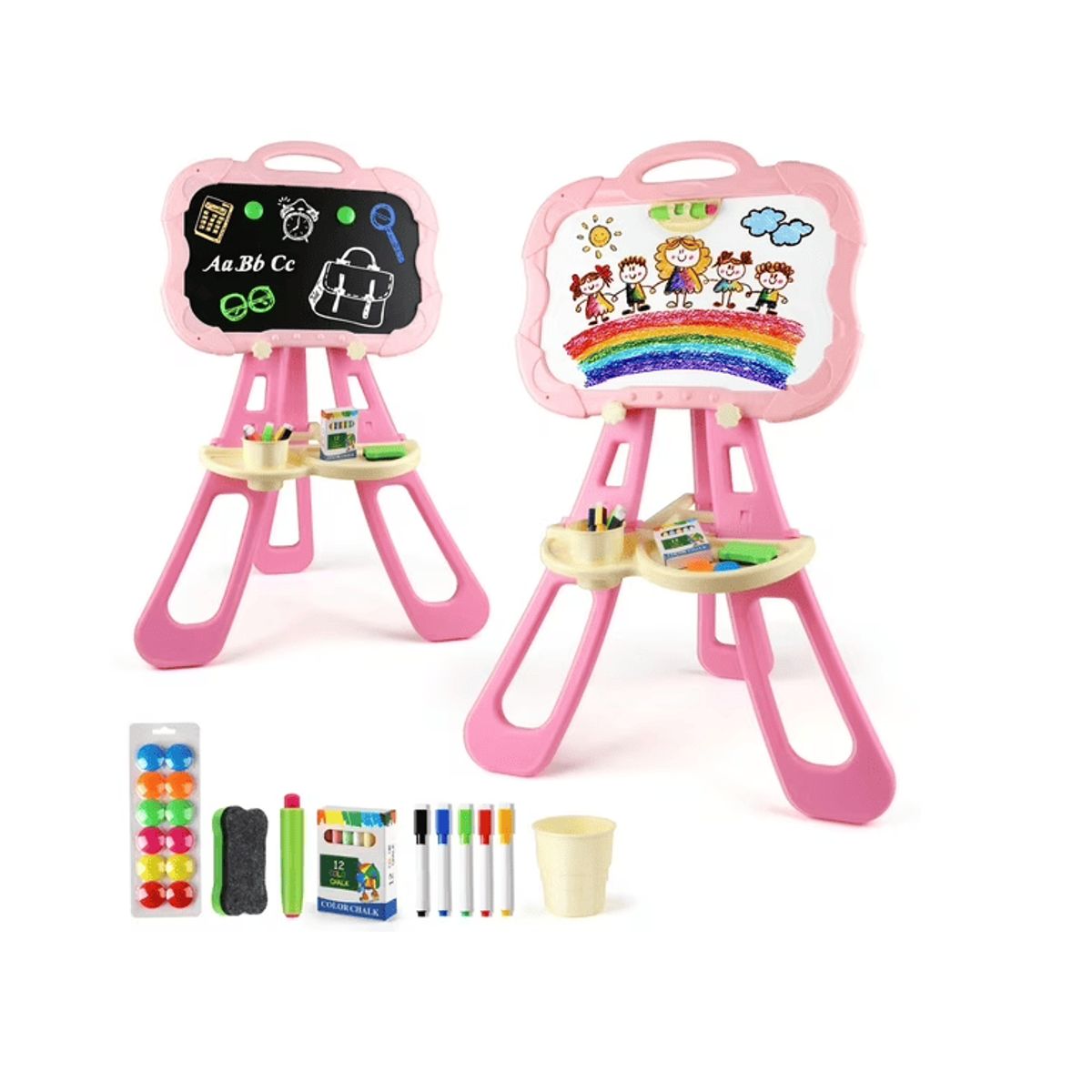 CARIBEE - Pizarra Con Atril 3 En 1 Magnetica Doble Para Niños Y Niñas