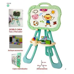 CARIBEE - Pizarra Con Atril 3 En 1 Magnetica Doble Para Niños Y Niñas