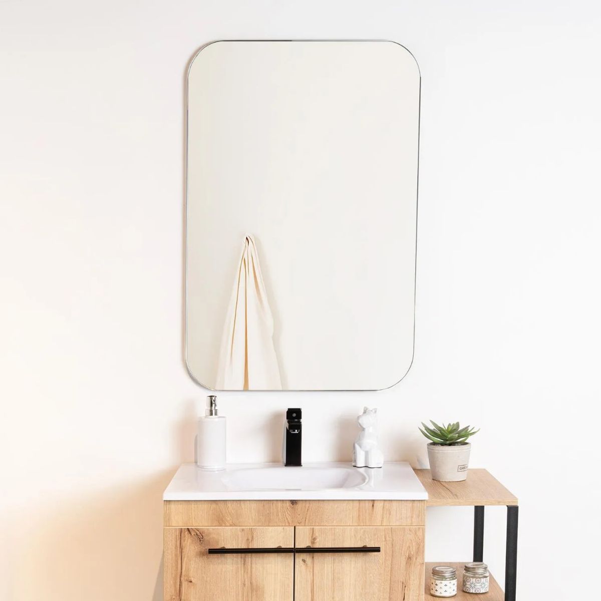 GENERICO - Espejo Rectangular con Esquinas Redondeadas 60X40cm