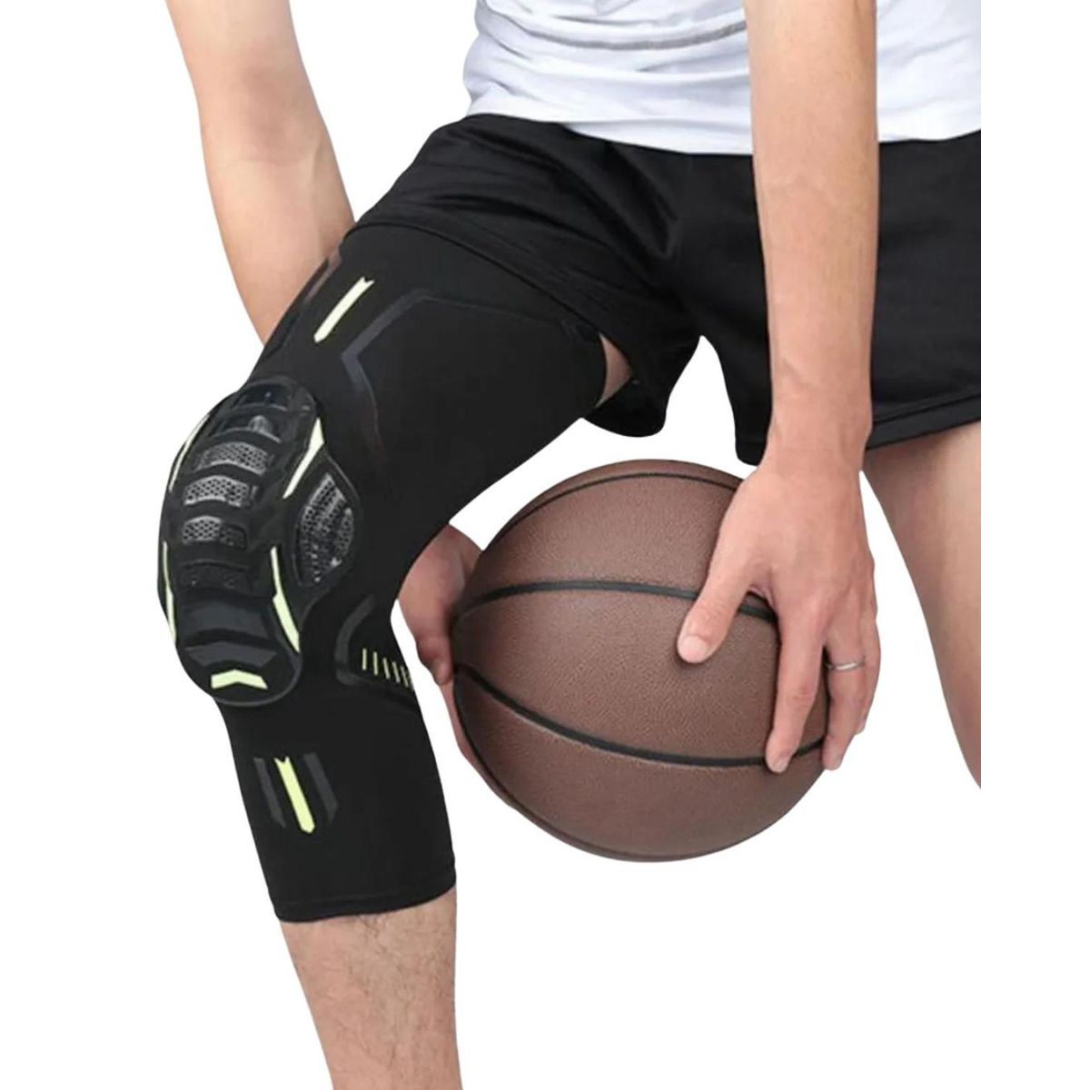 FOUR - Rodillera Deportiva Compresión Elástica Basketball  Unidad - Negro - M