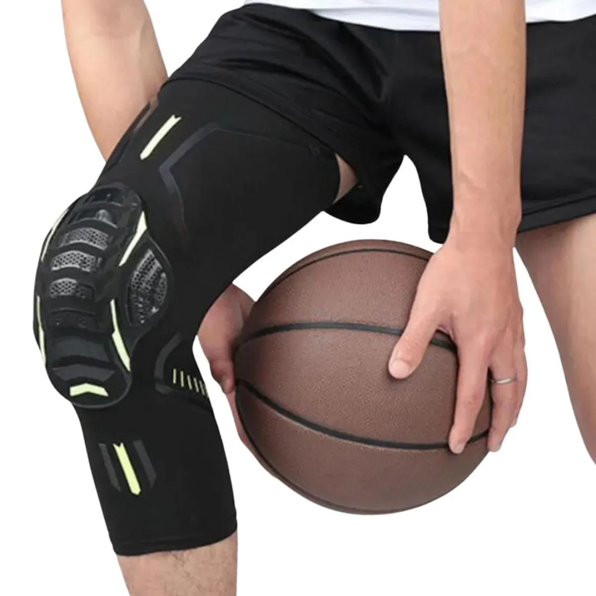 FOUR - Rodillera Deportiva Compresión Elástica Basketball  Unidad - Negro - L