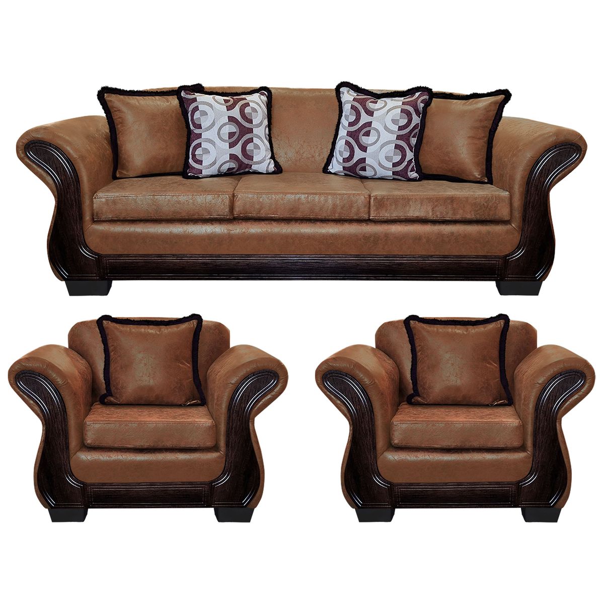 AMERICA DECORA - Living Con Resorte Estructural 6 Cuerpos 4+1+1 Finis Envejecido Terracota