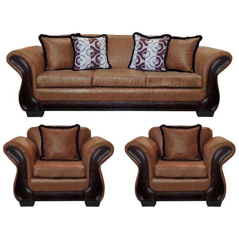 AMERICA DECORA - Living Con Resorte Estructural 6 Cuerpos 4+1+1 Finis Envejecido Terracota