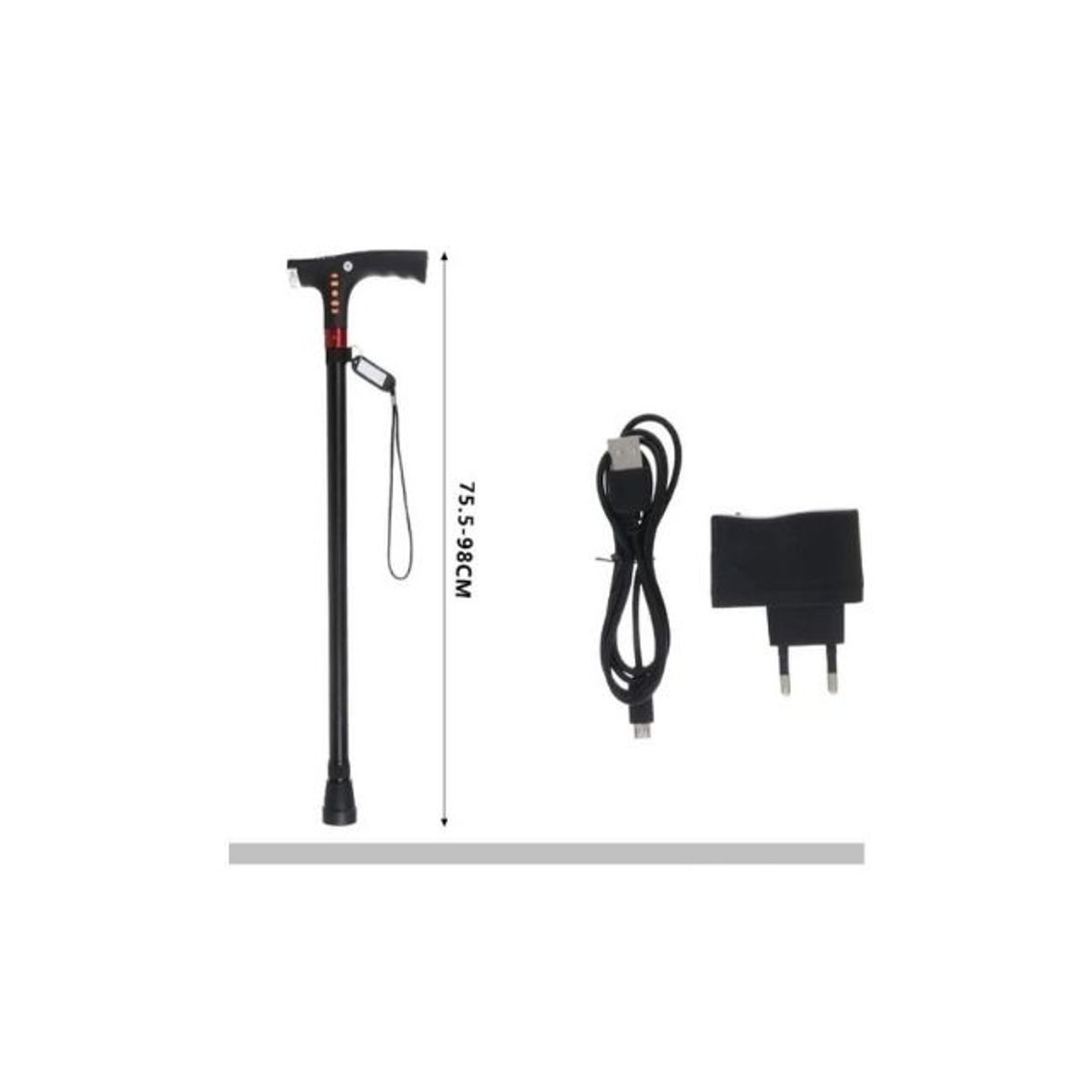 GENERICO - Bastón Ajustable Con Radio Alarma Luz Led