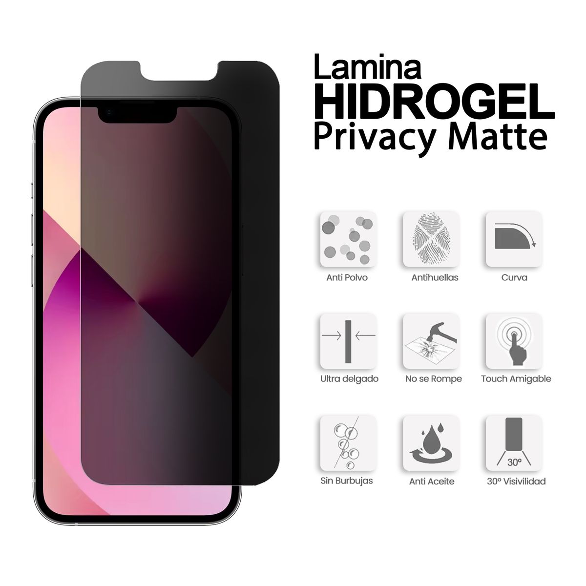 KBOD - Lamina Protectora Hidrogel Privacidad Anti Spy Kbod Para iPhone 14 Pro Max