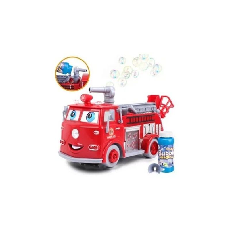 GENERICO - Camion Bombero Lanza Burbujas Con Luces Y Sonidos