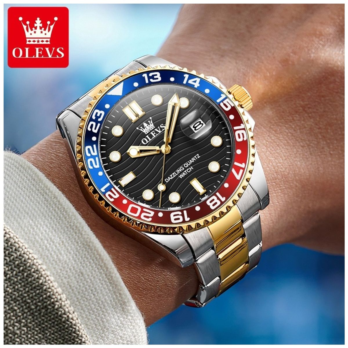 STARTECHOFFICE - Reloj de Pulsera Hombre Deportivo y de Lujo Correa de Acero Inoxidable