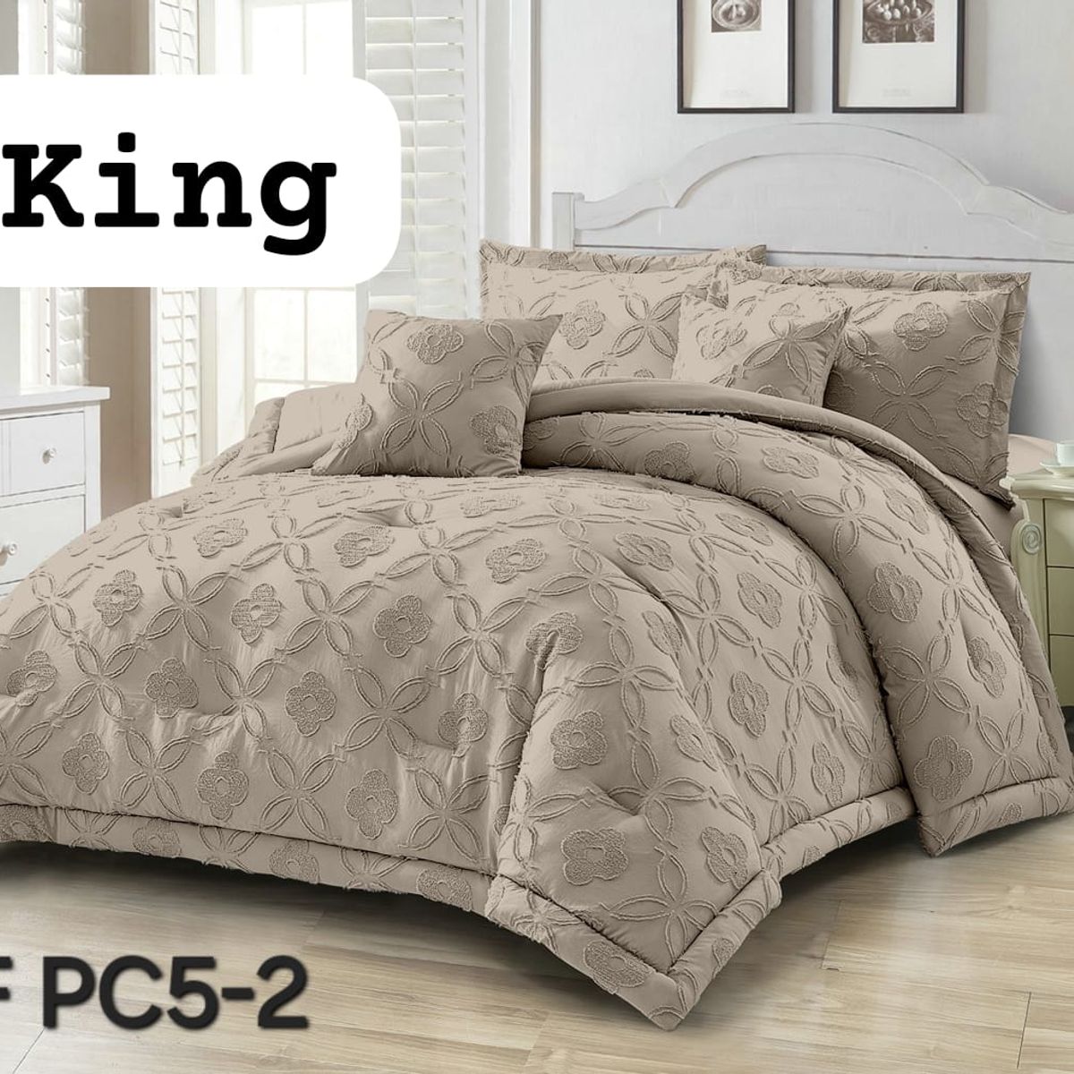 GENERICO - Edredon Polialgodon - Plumon de Verano Semiacolchado KING Beige