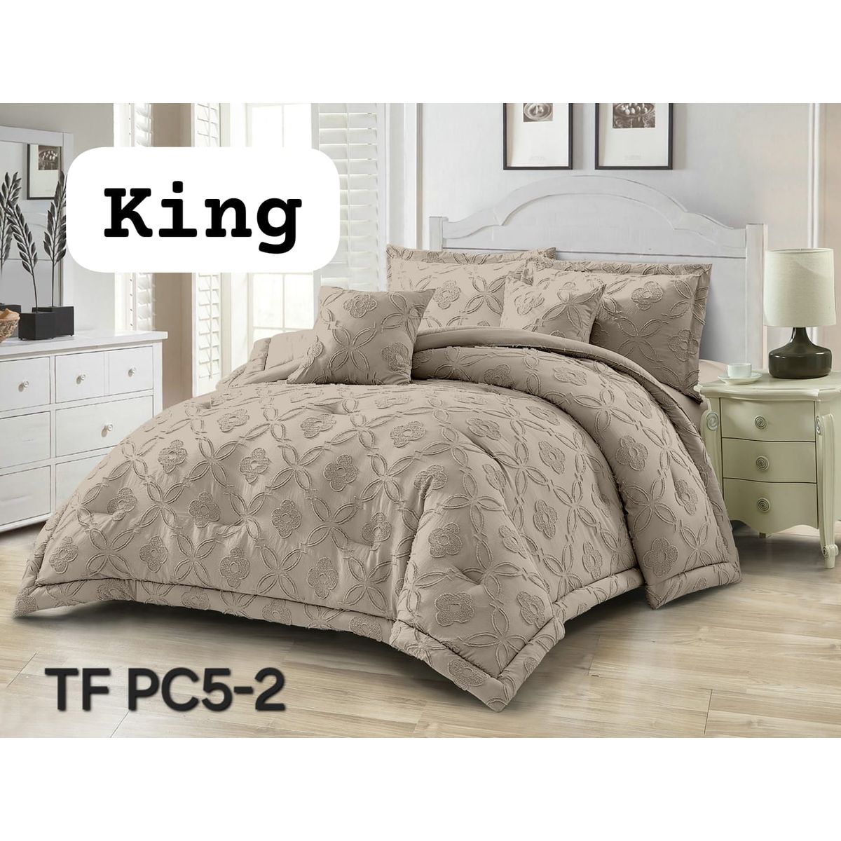 GENERICO - Edredon Polialgodon - Plumon de Verano Semiacolchado KING Beige