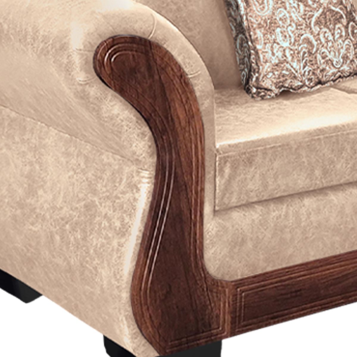 AMERICA DECORA - Living Con Resorte Estructural 6 Cuerpos 4+1+1 Finis Envejecido Beige X