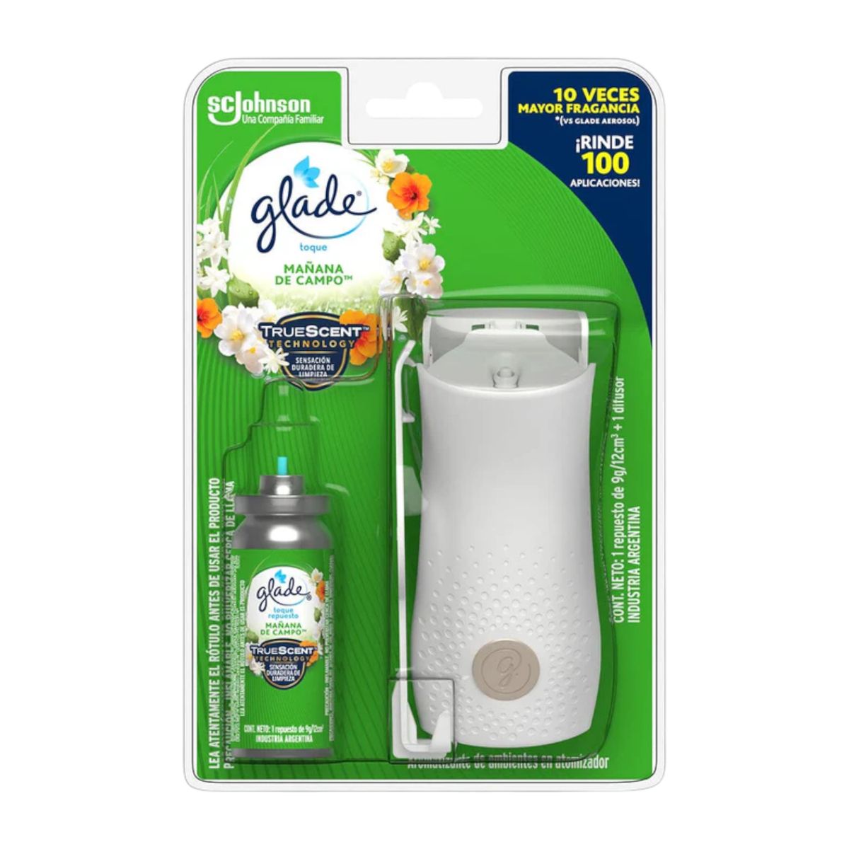 GLADE - Aromatizante Glade Toque Kit Difusor + Repuesto 9g Campo