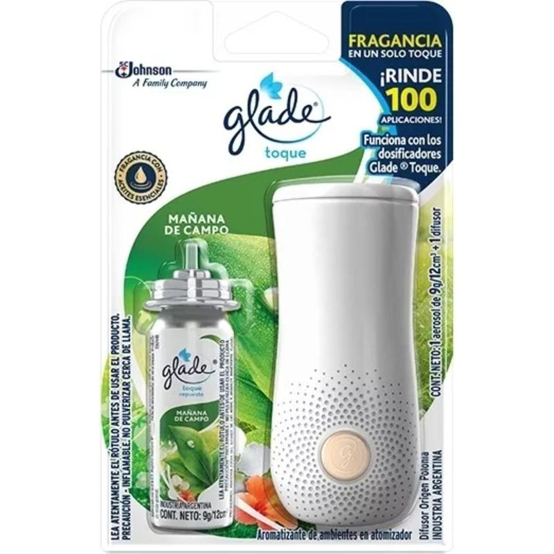GLADE - Aromatizante Glade Toque Kit Difusor + Repuesto 9g Campo