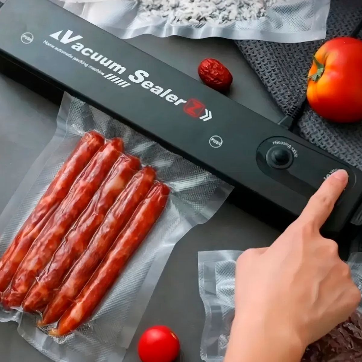 GENERICO - Maquina Selladora Al Vacío Alimentos 90w + 2 Rollos 28cmx5m Color Negro Vacuum Sealer