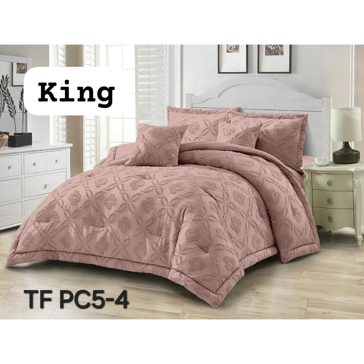 GENERICO - Cobertor de Verano KING Edredon Ligero Semiacolchado de Polialgodón Palo Rosa