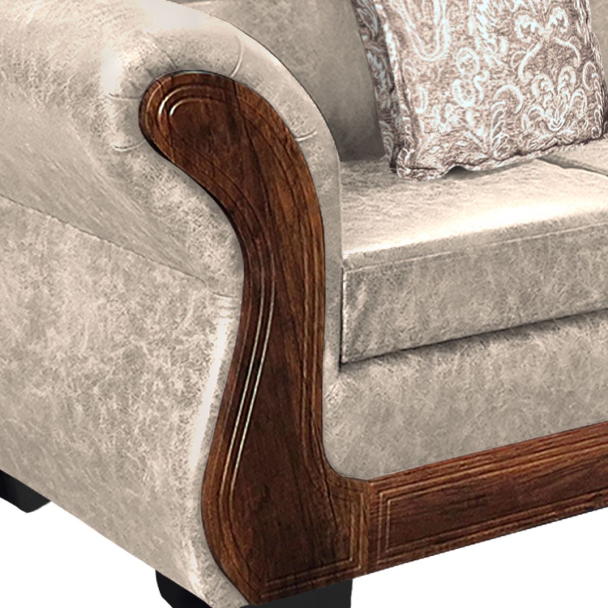 AMERICA DECORA - Living Con Resorte Estructural 6 Cuerpos 4+1+1 Finis Envejecido Blanco X