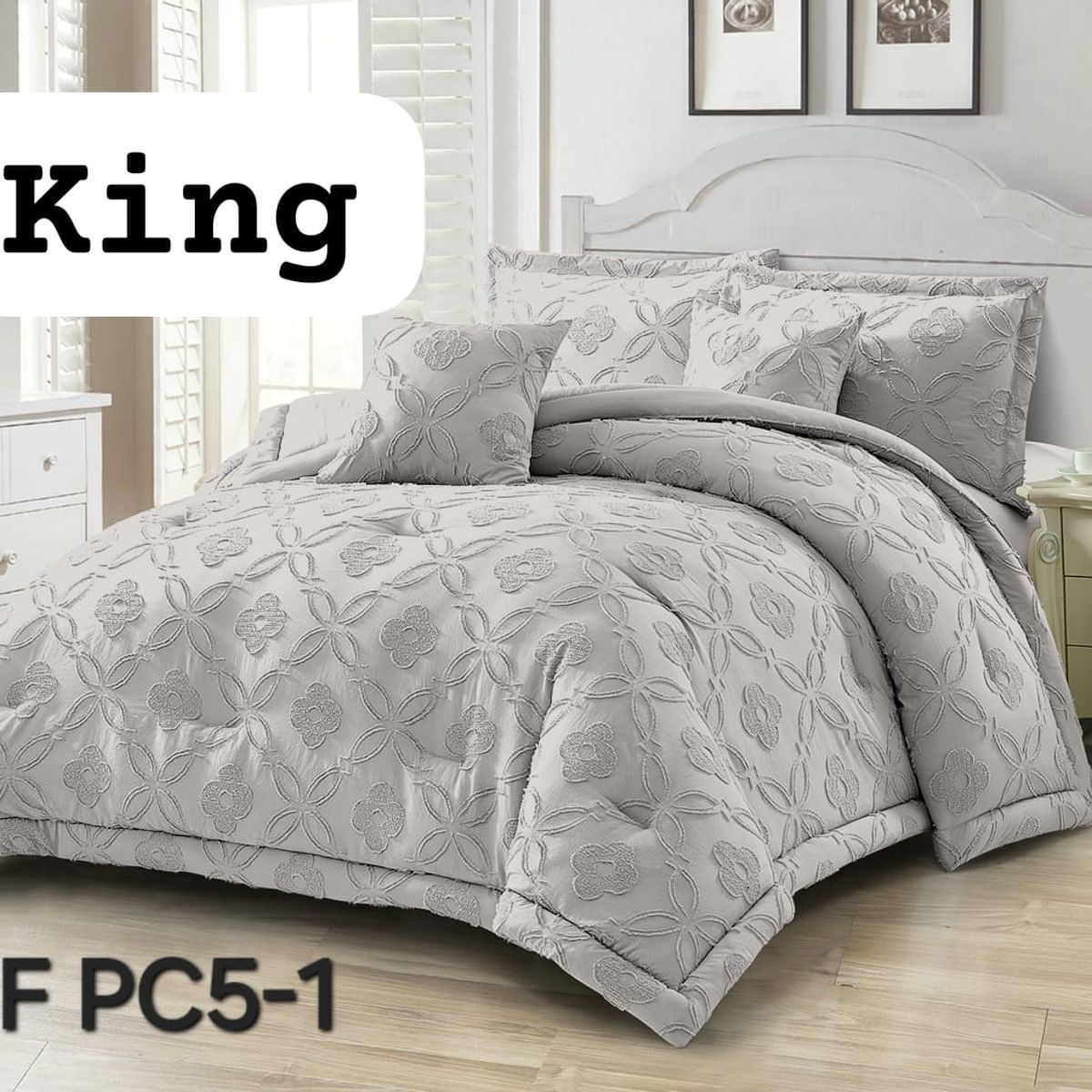 GENERICO - Cobertor de Verano KING Edredon Semiacolchado de Polialgodon Gris