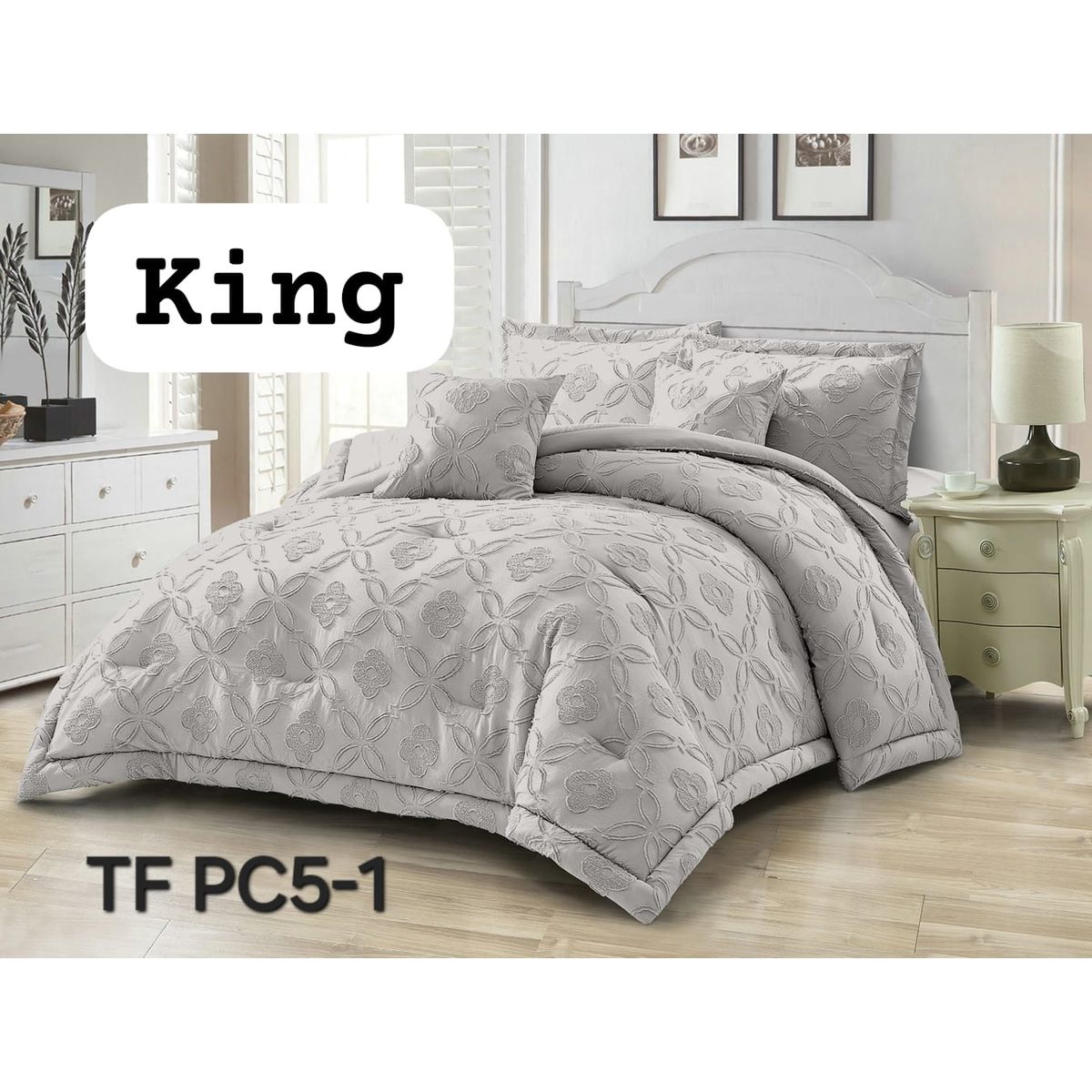 GENERICO - Cobertor de Verano KING Edredon Semiacolchado de Polialgodon Gris