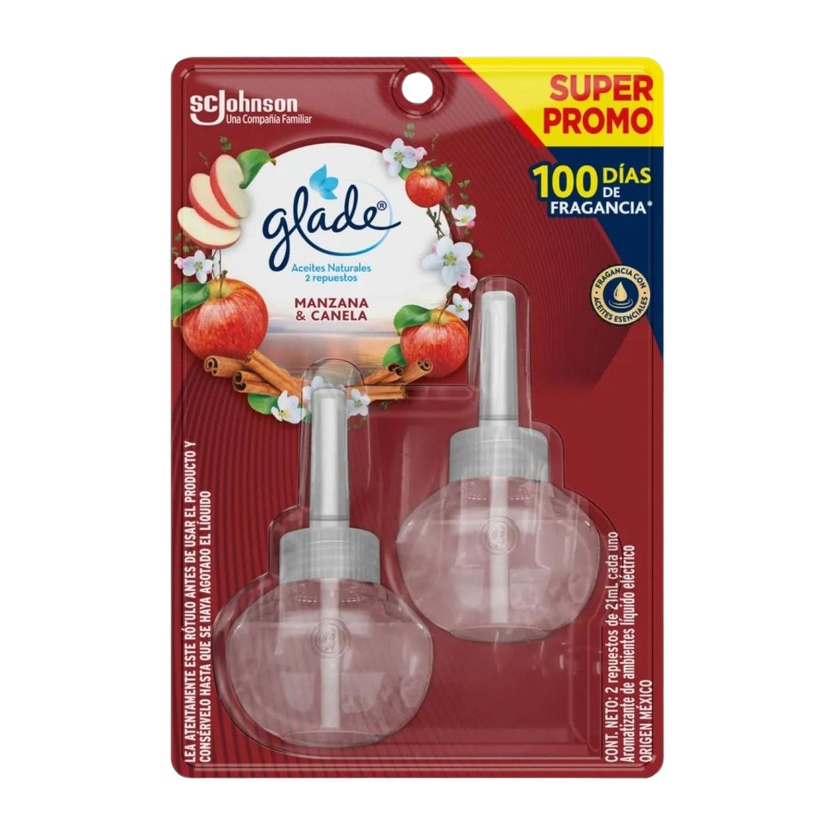 GLADE - Glade Recarga Doble Aceite Manzana Canela 21ml