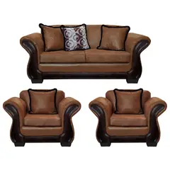AMERICA DECORA - Living Con Resorte Estructural 5 Cuerpos 3+1+1 Finis Envejecido Terracota