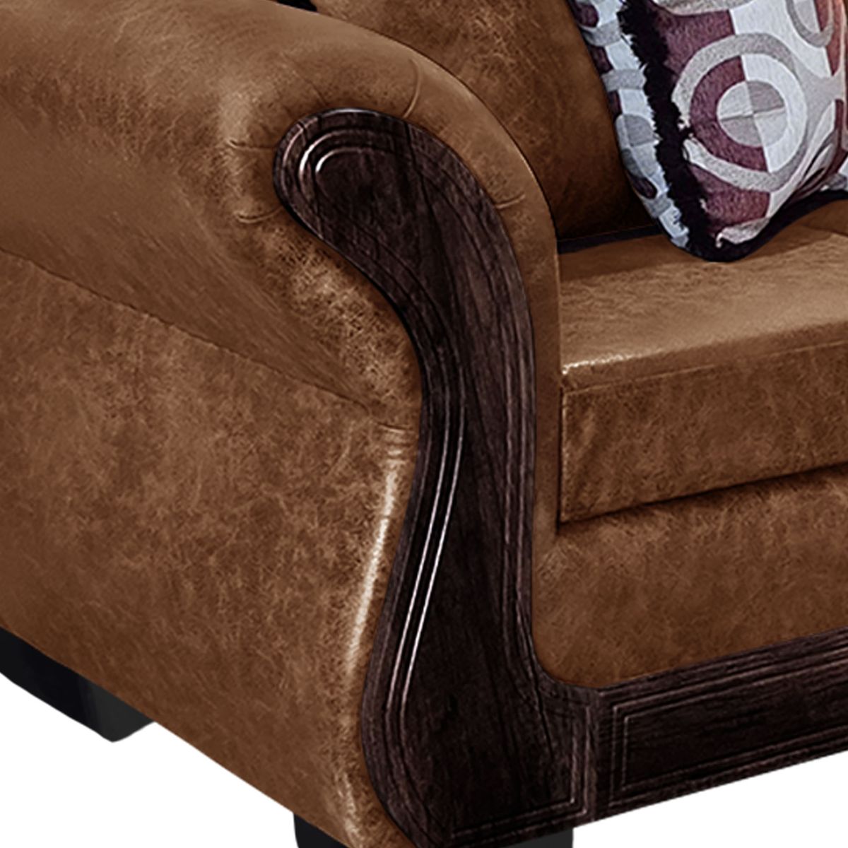 AMERICA DECORA - Living Con Resorte Estructural 5 Cuerpos 3+1+1 Finis Envejecido Terracota