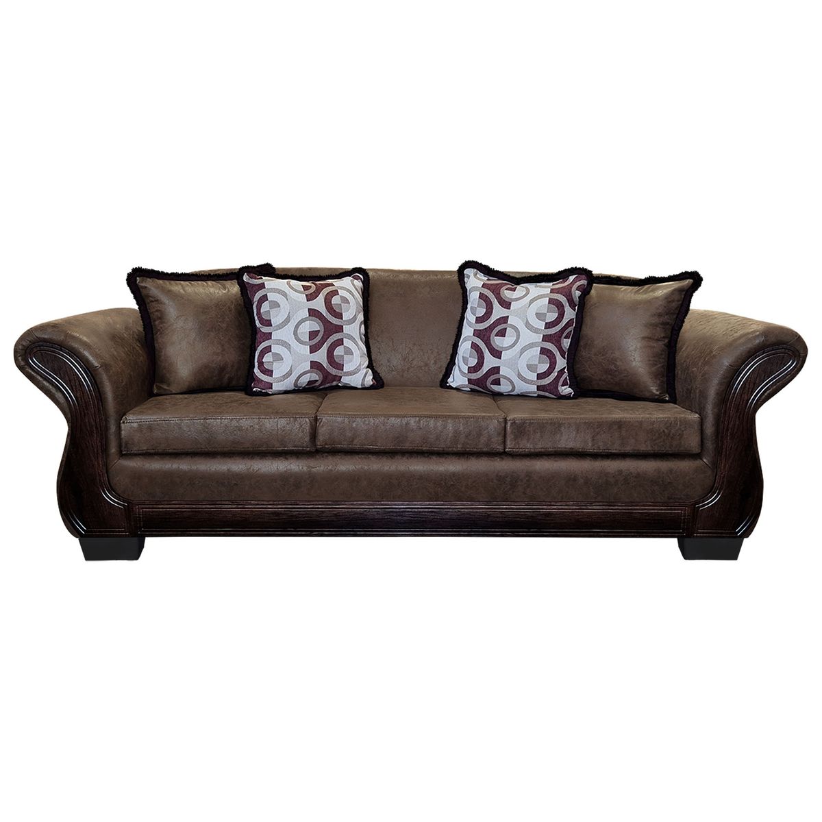 AMERICA DECORA - Sofá Con Resorte Estructural 4 Cuerpos Finis Envejecido Café Oscuro