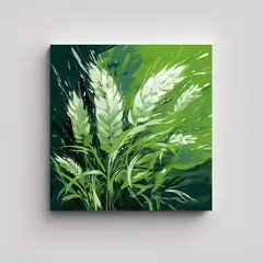 GENERICO - Cuadro Artesanal Rye Grains En Verde Y Blanco 60x60 Cm